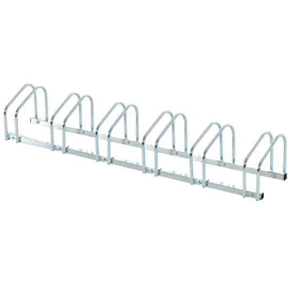 Steel Bike Rack Parking Stand for 6 Bikes, 179x33x27 cm, Silver