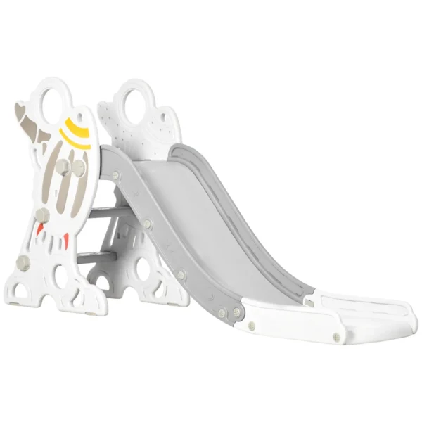Children's Slide 18-36 Months in PE and PP with Space Theme with Non-Slip Stairs, 157x46.5x80 cm, Grey and White