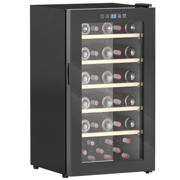 Wine Refrigerator for 41 Bottles, 91L Capacity, Temperature Control and Wooden Shelves, Black