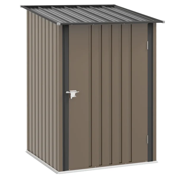 Garden Shed Galvanized Steel Tool Storage Shed with Door, 100x103x160cm, Brown