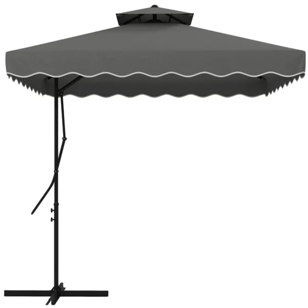 Cantilever Umbrella with Double Roof, Crank Opening and Cross Base, 2.5x2.5m, Grey