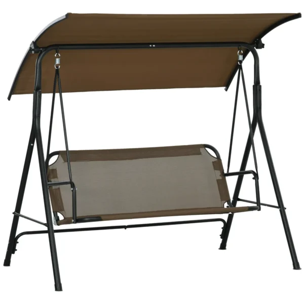 3 Seater Garden Swing with Adjustable Cover, Steel and Polyester, 172x110x153 cm, Brown and Grey