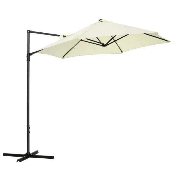 Cantilever Garden Umbrella 2.6x2.5 m with 360° Rotation and Crank, Beige