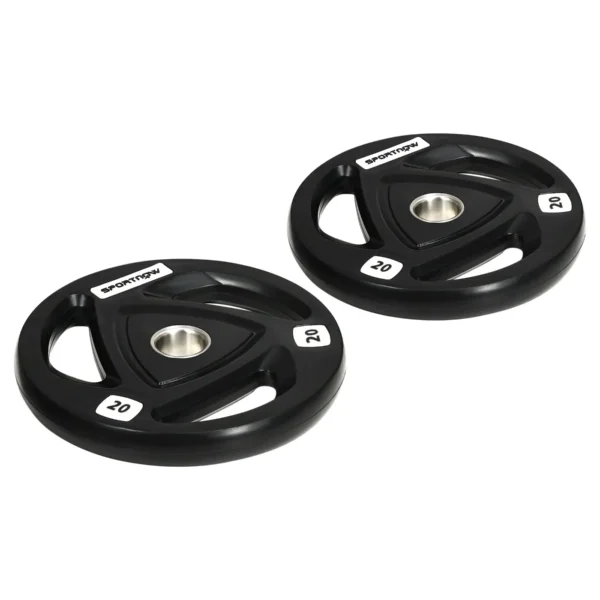 Set of 2 20kg Steel Weight Discs with Rubber Coating for Barbell