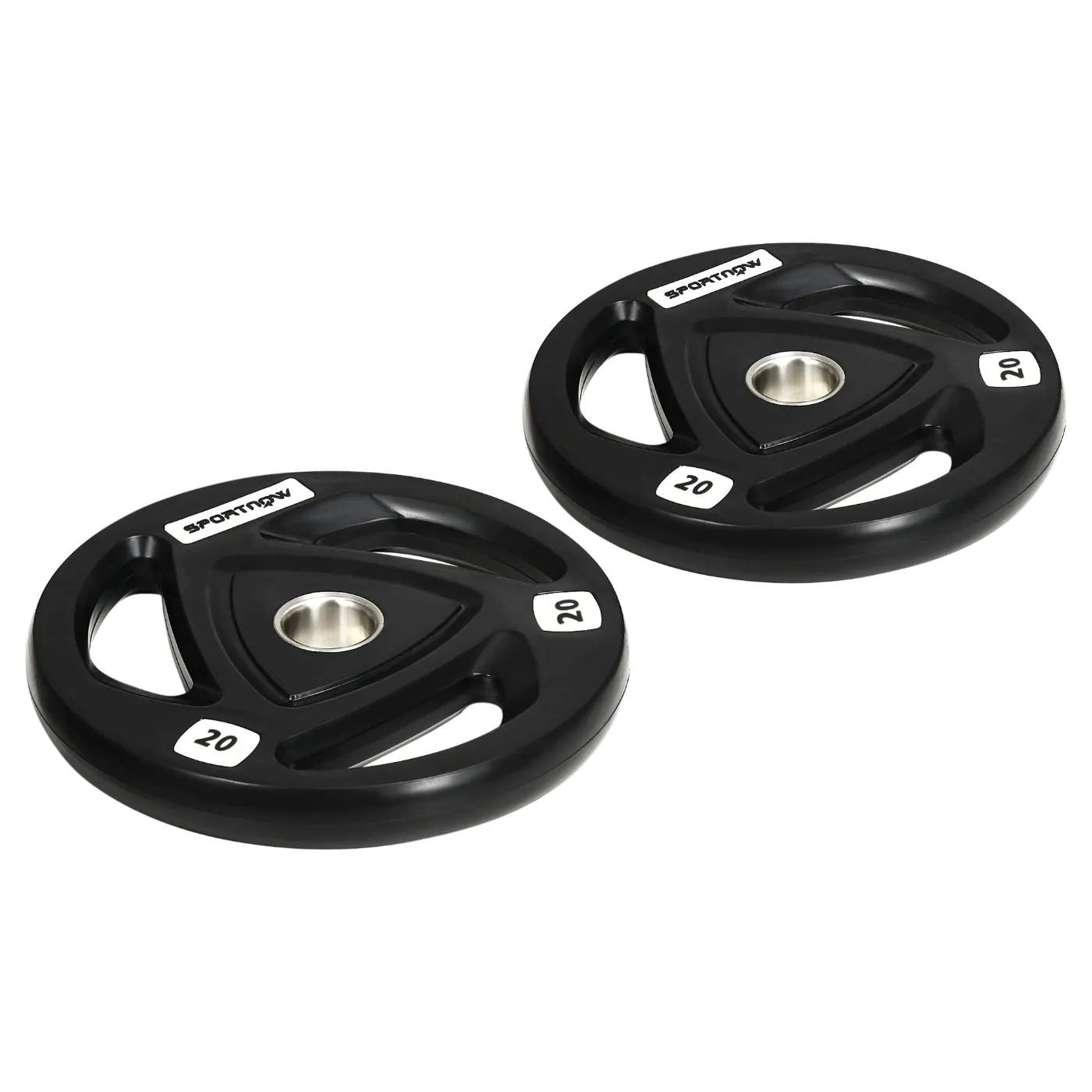Set of 2 20kg Steel Weight Discs with Rubber Coating for Barbell