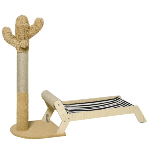 Cat Hammock with Cactus Design 2 in 1 Cat Scratching Post for Indoor, 88.5x31.5x76.5 cm