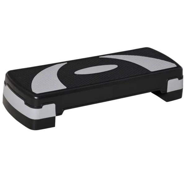 Aerobic Stepper Adjustable Height 10-15-20 cm Non-Slip, Black and Grey