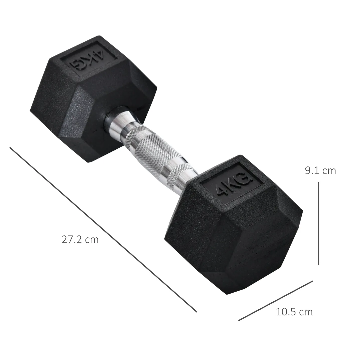 Set of 2 4kg Hex Dumbbells with Non-Slip Grip and Rubber Coating, Black - Image 3