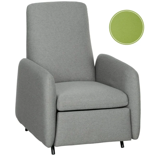 Reclining Relax Armchair with Removable Footrest, Replacement Cover and Seat with Springs, Gray
