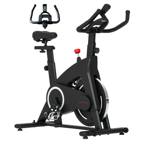 Magnetic Exercise Bike with 10kg Flywheel, Adjustable Seat and Handlebars, LCD Monitor, Tablet Holder, Black