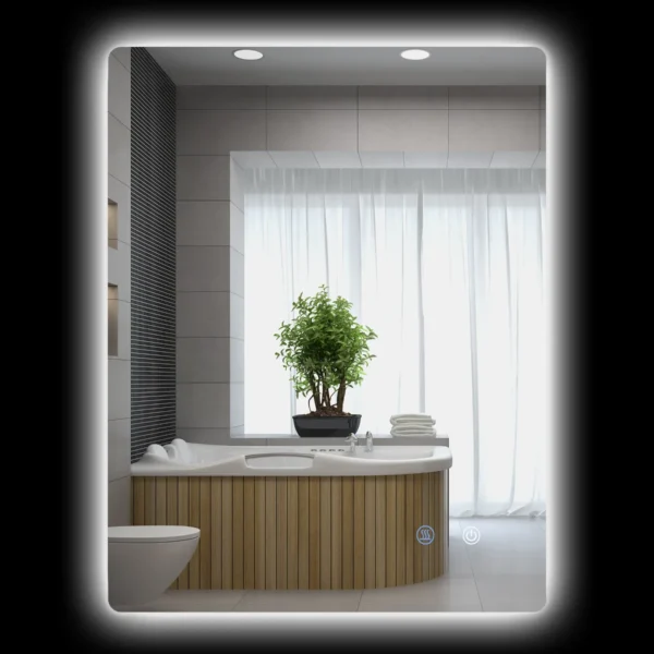 Bathroom Mirror with Adjustable LED Lights, Touch Switches and Anti-Fog Function, 70x50 cm