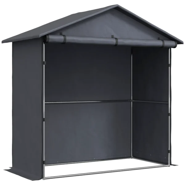 Garden Shed 1.1x2m with Roll-Up Door, Garage Tent for Bikes and Motorcycles, Dark Grey