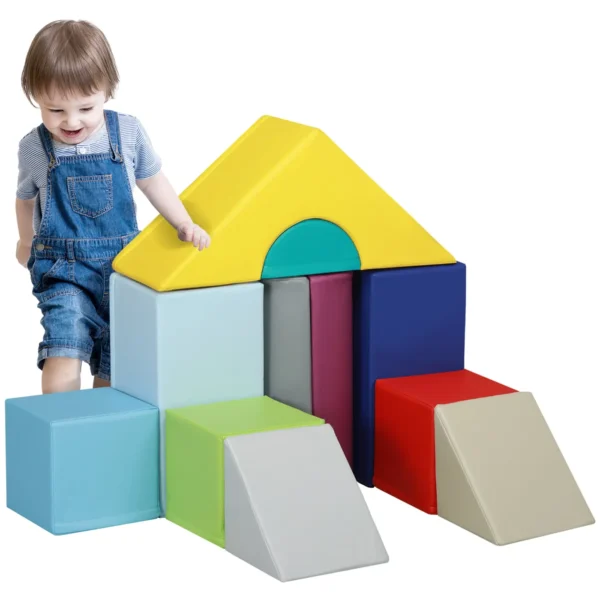 Soft Construction Set for Children 1-3 Years with 11 Shapes in Multicolored PU and EPE