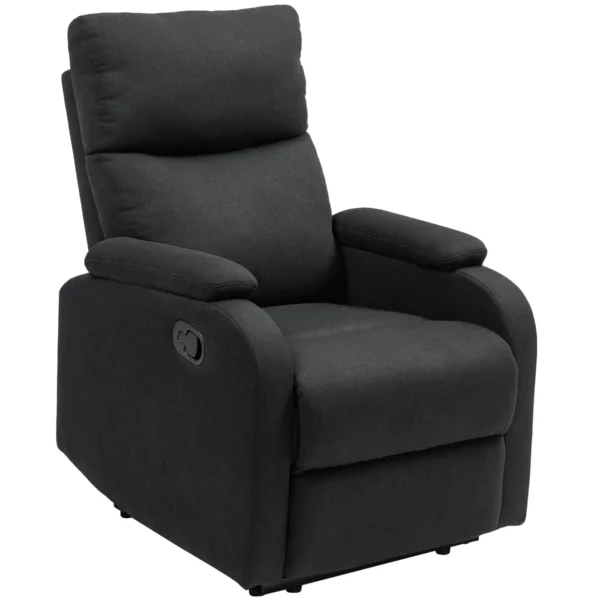 Manual Reclining at 60° with Extra Padded Fabric Chair and Footrest, Black