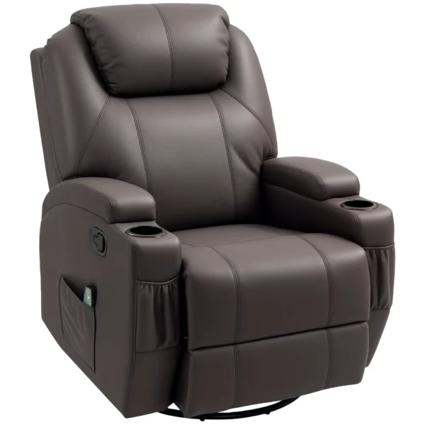 Reclining Massage Chair with 8 Massage Points and 5 Modes, 84x92x109cm, Dark Brown
