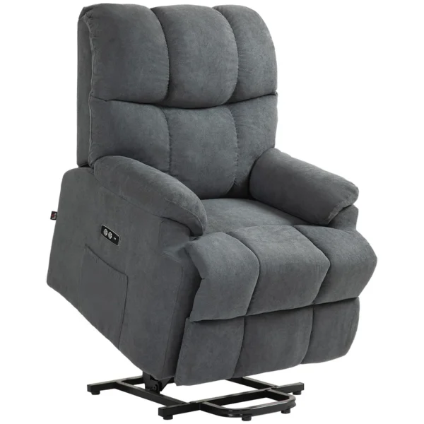 Lift Chair with Footrest, in Linen Effect Fabric, 84x96x100 cm, Dark Grey