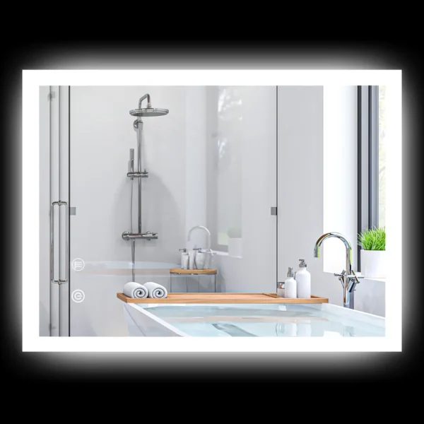 Bathroom Mirror with Adjustable LED Lights, Touch Control and Anti-Fog, 70x50 cm