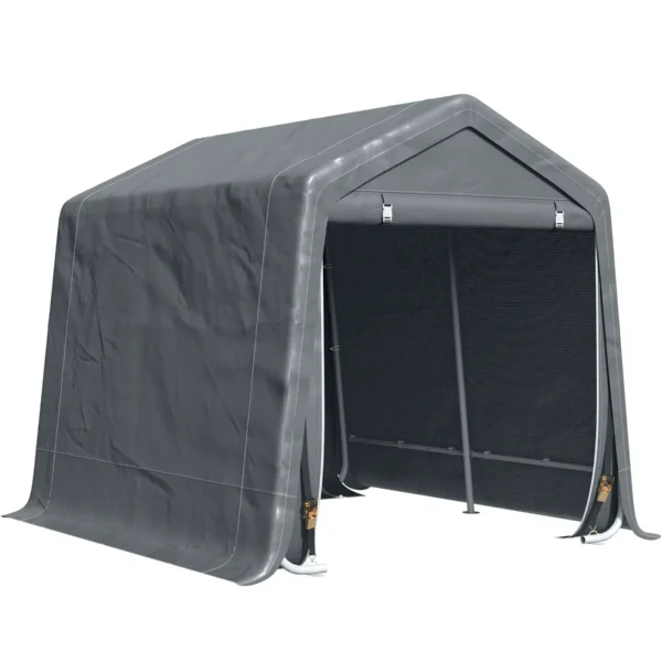 Garage Tent 2.4x2m for Vehicles and Bicycles in Metal and PE Fabric, Dark Gray