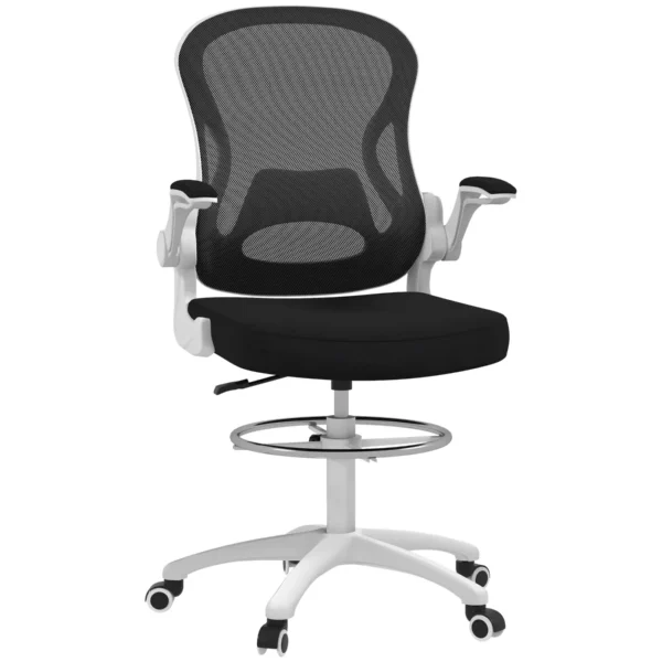 Ergonomic Office Chair in Breathable Fabric with Adjustable Height and Folding Armrests, 59x65x110-130 cm