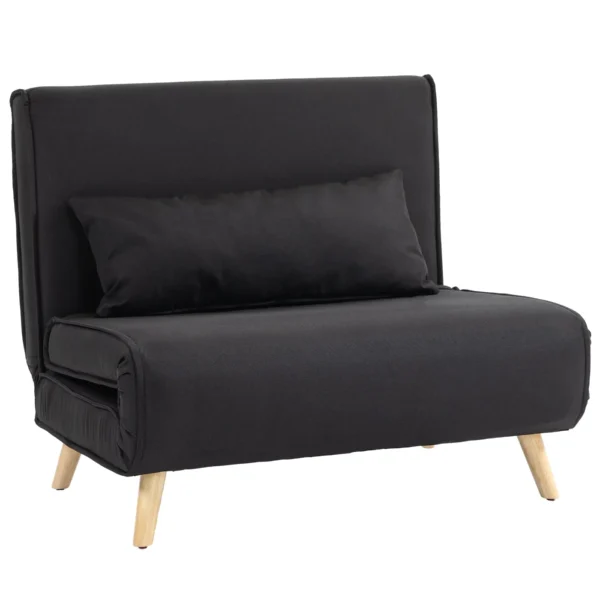 3 in 1 armchair bed with reclining backrest in 6 positions in fabric, 94x78x80 cm, Black