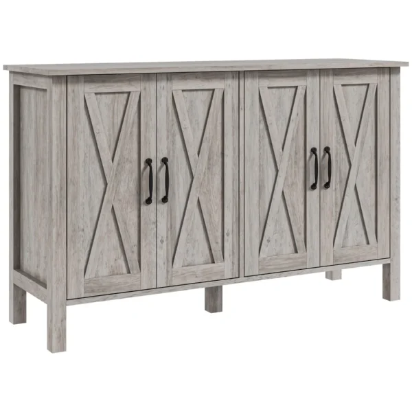 Rustic Multipurpose Cabinet with 4 Adjustable Storage Shelves, Wooden, 120x37x75 cm, Grey
