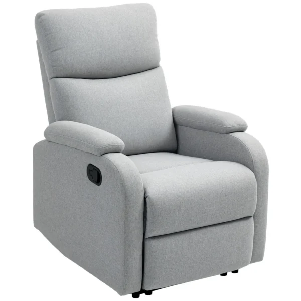Manually Reclining Armchair at 60° Extra Padded in Fabric with Footrest, Gray