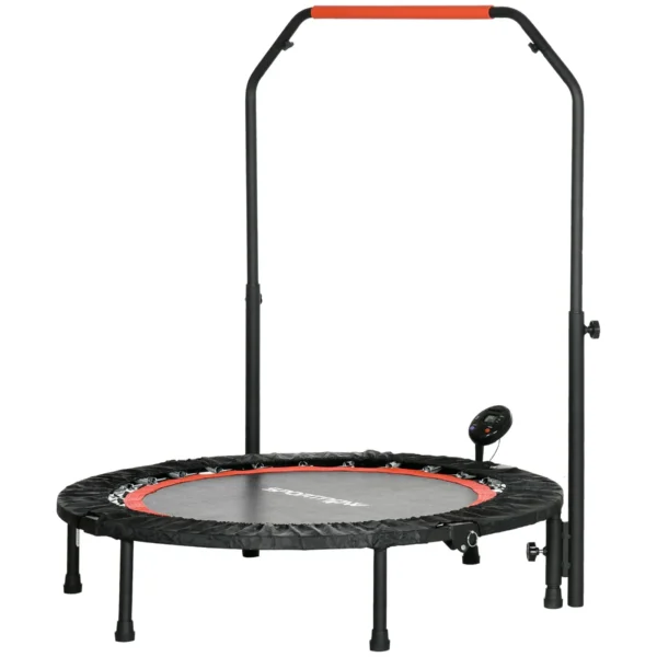 Mini Fitness Trampoline Ø102 cm with Adjustable Handlebar, Foldable Elastic Trampoline, Black