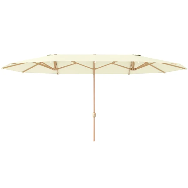 Double Umbrella with Crank Opening, in Stainless Steel and Polyester, 455x265x238 cm, Beige
