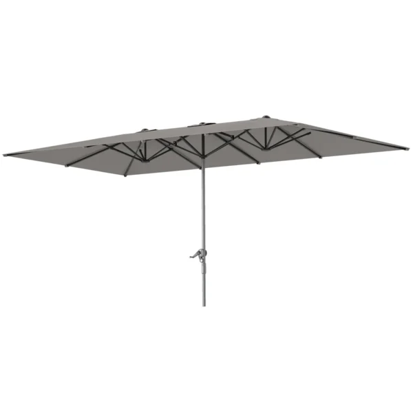 Double Garden Umbrella 4.5x2.6 m, Crank Opening and 12 Ribs, Gray