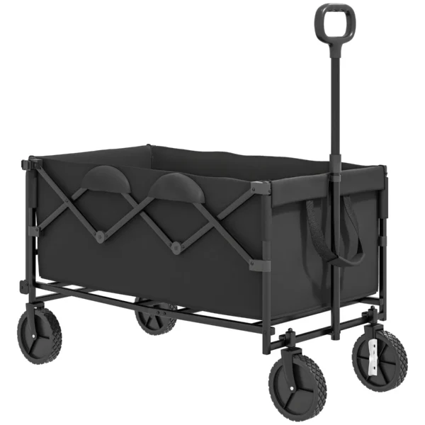 Garden Trolley 160L Foldable with Adjustable Handle, Capacity 100 kg, 95x55x102 cm, Black