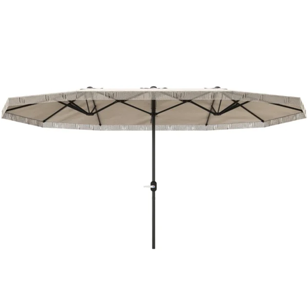 Double Umbrella with 12 Ribs with Crank, in Polyester and Steel, 450x265x260 cm, Cream White