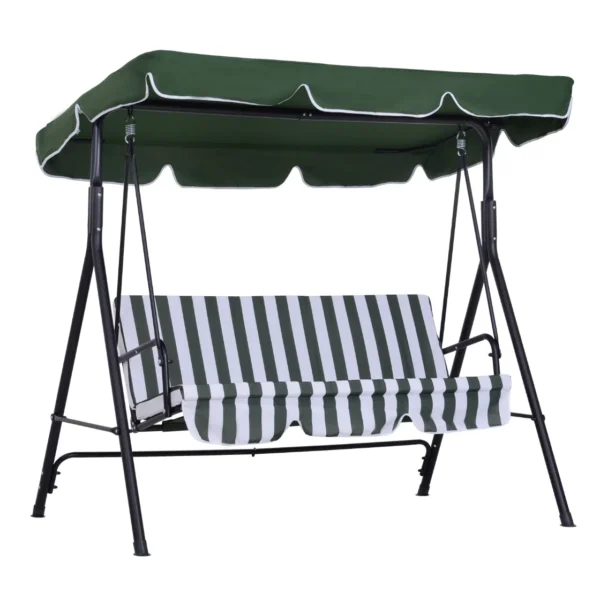 3-Seater Garden Swing with Tilting Roof and Cushions, 172x110x153 cm, Green
