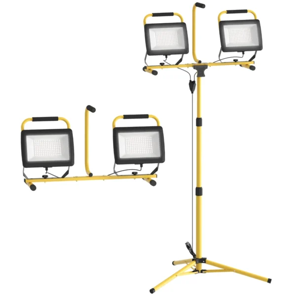 6500K LED Work Light with Detachable Tripod, Aluminum and Metal, 75x62x170 cm, Yellow and Black