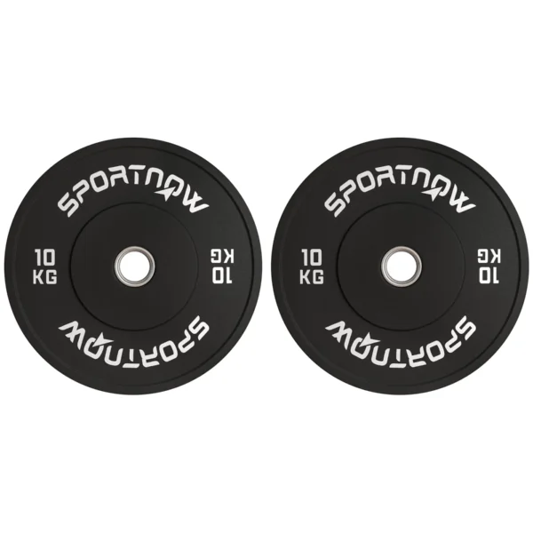 Set of 2 10kg Rubber Weight Discs with 2"/5 cm Hole for Dumbbells and Barbells, Black