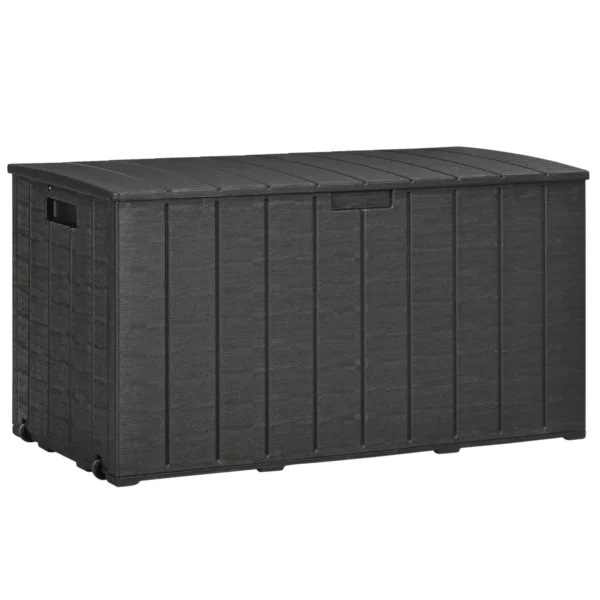 366L Wood Effect Plastic Garden Box, 122.4x62x64.5 cm, Black
