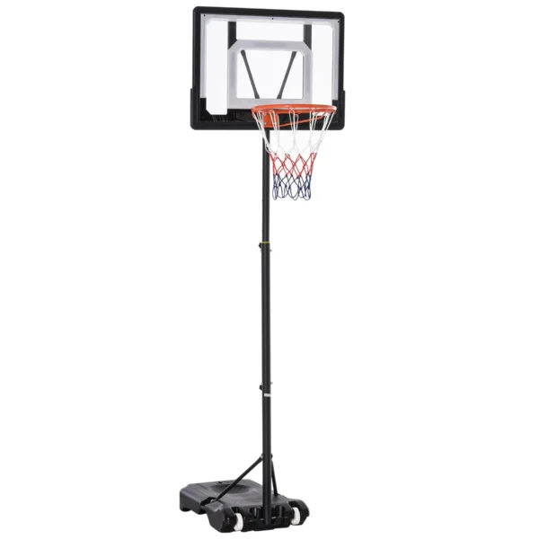 Basketball Hoop Adjustable Height 160-210cm, Steel Structure and Base with Wheels, Transparent PE Backboard