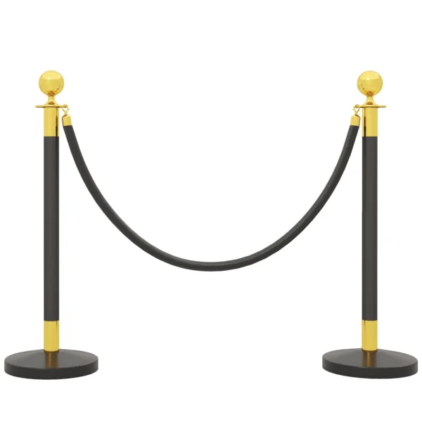 Stainless Steel Path Markers with 1.5 m Black Velvety Rope and Fillable Base, Ø32x96 cm