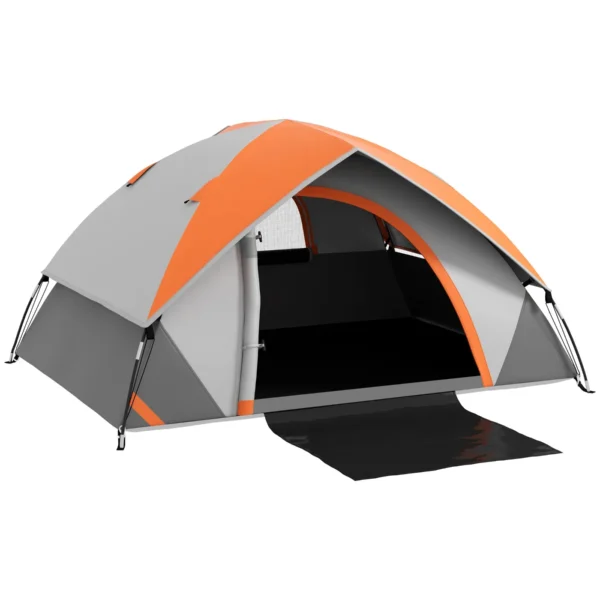 2-Person Camping Tent with Mesh Window and Hook, in Polyester, 210x150x110 cm, Gray and Orange