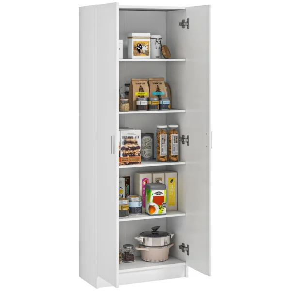 Modern Multipurpose Cabinet with 5 Shelves and Adjustable Levels, in Wood, 60x31.5x165 cm, White