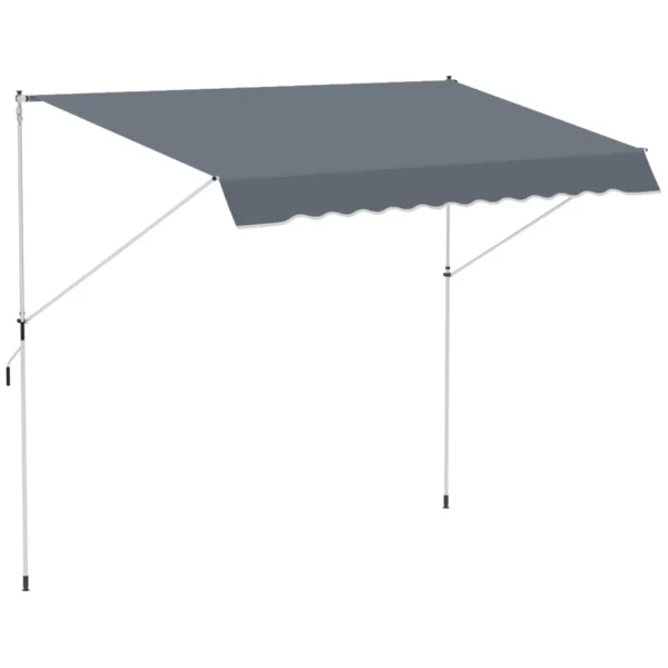 Awning with Roller Arms with Crank and Telescopic Structure, 4x1.2m, Gray