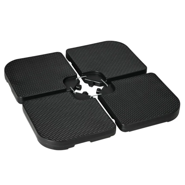 Parasol Base set of 4 Stackable Pieces with Integrated Handles, in HDPE, 99.7x99.7x8.3 cm, Black