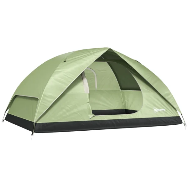 Waterproof 3-Person Camping Tent with Pockets, Lantern Hook and Carry Bag, Green