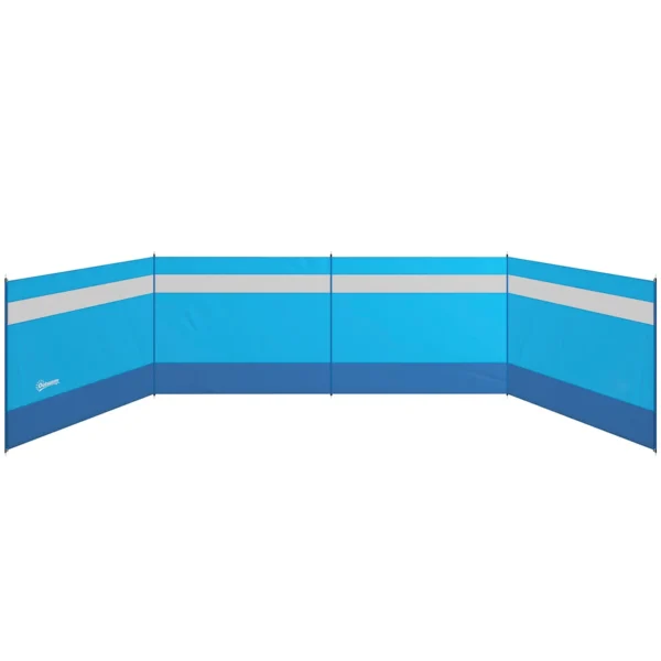 Folding Beach Screen Privacy Screen in Polyester with Steel Bars, 725x140 cm, Light Blue