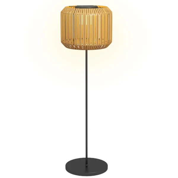 Solar Garden Lamp with LED Lighting, in Steel and PE Rattan, Ø34x130 cm, Yellow