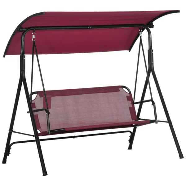 3-seater garden swing in steel with polyester sunshade roof, 172x110x153 cm, red and black