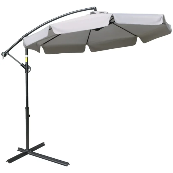 Garden Umbrella with Crank Opening in Metal and Polyester, Ø2.7x2.7 m, Gray