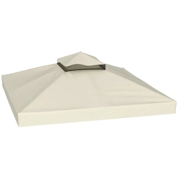 Garden Gazebo Cover 3x3m, 2-Tier UPF30+ Replacement Roof in Polyester, Cream