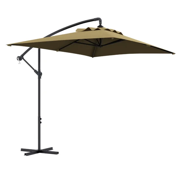Decentralized Garden Umbrella with Cross Base and Crank Opening, 294x193cm, Brown