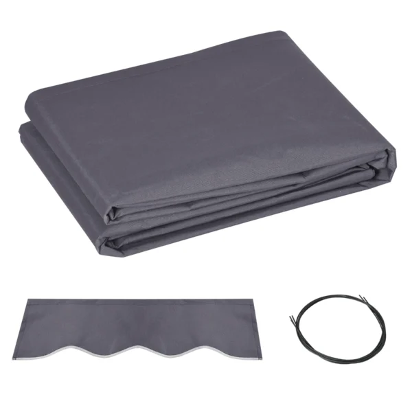 Replacement Cover for Retractable Arm Awning in Anti-UV Polyester 3.6x2.5 m, Gray