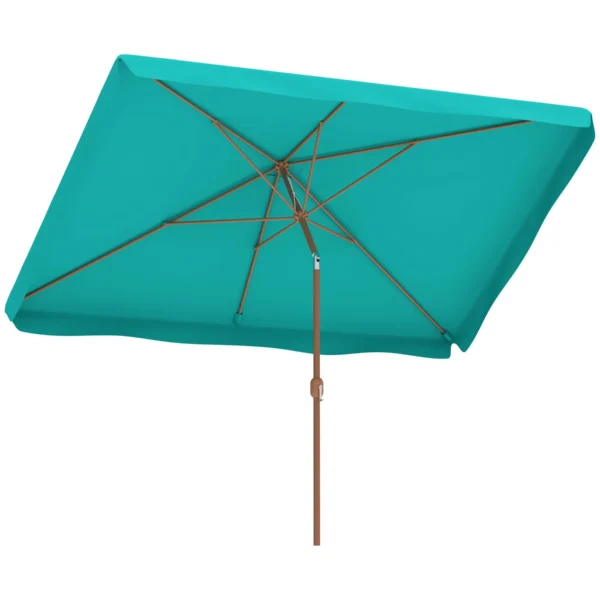Garden Umbrella 2x3 m with Crank Opening, Tilting and Anti UV 50+, Turquoise